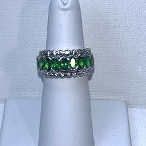 NWOT Genuine Oval Cut Russian Chrome Diopside Gemstone Band Style Designer Ring